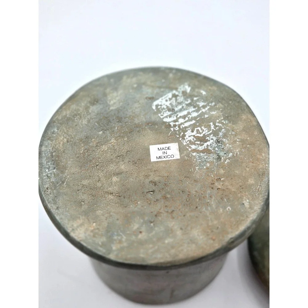 Canister‎ With Elephant Handle On Lid Plaster Chalkware Made in Mexico VINTAGE